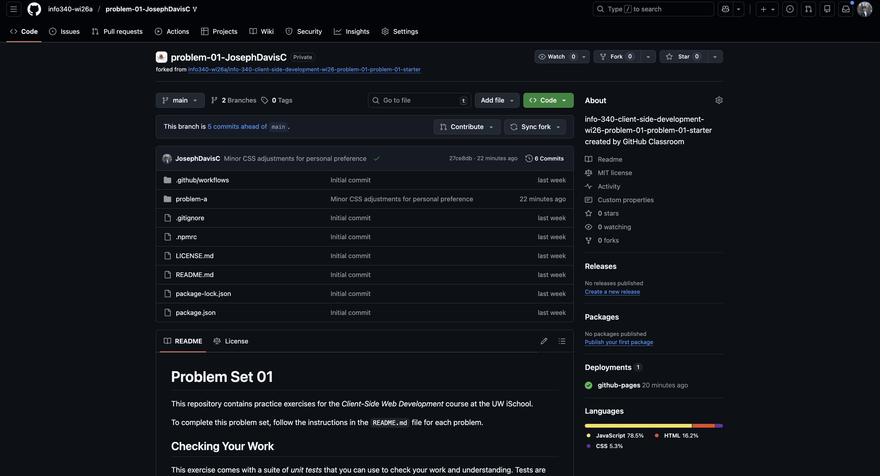 GitHub repository main page